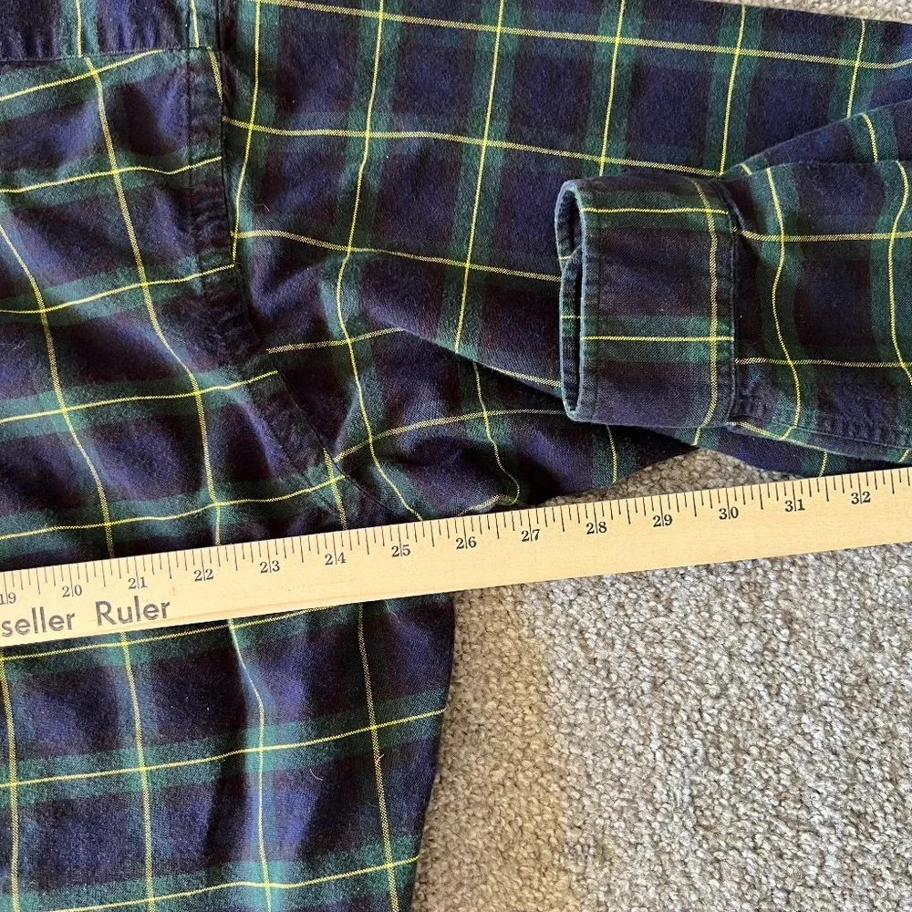 vintage Lauren Ralph Lauren shirt womens L blue green plaid button down‎ crest - Picture 9 of 10